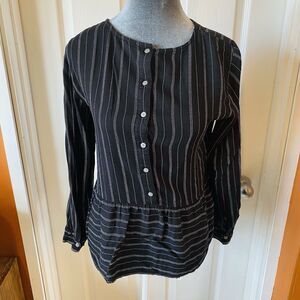 LOFT Blouse Women’s Size Small Long Sleeve Round Neck Striped